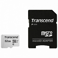 Карта памяти microSDHC 32 GB TRANSCEND UHS-I U3, 95 Мб/сек (class 10), адаптер, TS32GUSD300S-A