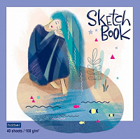 Блокнот SKETCHBook 40 листов 165Х165 мм без линовки Hatber Девушка-Душа на скобе обложка мел. картон матовая ламинация 100 г/м2  072319