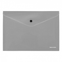 Папка-конверт с кнопкой СЕРЕБРИСТАЯ BRAUBERG SILVER, А4, непрозрачная ПРОЧНАЯ 0,2 мм, 272884