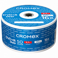 Диски DVD+R (плюс) CROMEX 4,7Gb 16x Bulk (термоусадка без шпиля), КОМПЛЕКТ 50 шт., 513774