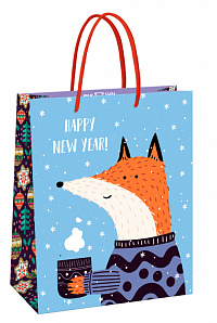 Пакет подарочный 26*32*12см MESHU "Hygge fox",  матовая ламинация
