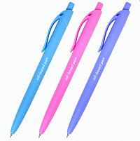 Ручка шариковая автомат BRAUBERG FRUITY Pastel, СИНЯЯ, soft-touch, узел 0,7 мм