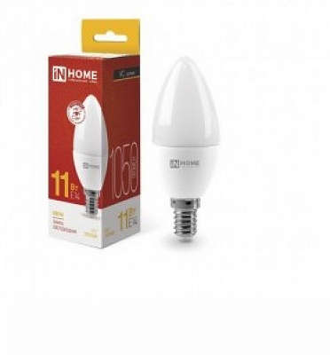 Лампа светодиодная ASD/InHome VC свеча C37 E14 11W (1050 lm) 3000К 2K 107x37 без пульсации 30000 часов тёплый свет