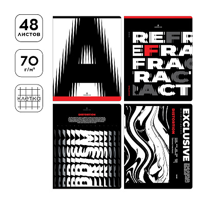 Тетрадь 48л., А5, клетка Greenwich Line "Distortion", матовая ламинация, 70г/м2
