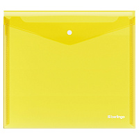 Папка-конверт на кнопке Berlingo "No Secret", А5+, 200мкм, желтая