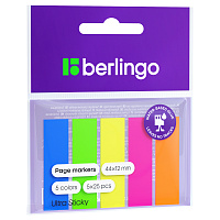 Флажки-закладки Berlingo "Ultra Sticky", 44*12мм, 25л*5 неоновых цветов, европодвес
