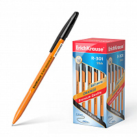 Ручка шариковая Erich Krause R-301 0,7 мм ORANGE жёлтый корпус чёрная  EK 43195