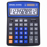 Калькулятор настольный ОФИСМАГ 555-BKBU (206x155мм), 12 разрядов, дв.питание, ЧЕРНО-СИНИЙ, 271927