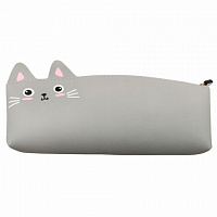Пенал ЮНЛАНДИЯ ЮНИОР, 1 отделение, искусственная кожа, Gray kitty, 20х9х7 см, 273819