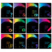 Тетради предметные, КОМПЛЕКТ 12 ПРЕДМЕТОВ, BRIGHT COLOURS, 48л, матовая ламинация, выборочный лак, BRAUBERG, 404838