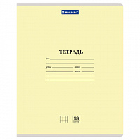 Тетрадь 18 л. BRAUBERG КЛАССИКА NEW клетка, обложка картон, ЖЕЛТАЯ, 105696