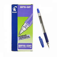 Ручка шариковая масляная с грипом PILOT 1,0 мм СИНЯЯ корпус прозрачный  BPS-GP-M-L