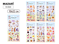 Наклейки декоративные Mazari КОТИКИ, 10*22 см, 6 дизайнов, ОПП-упаковка  M-8568
