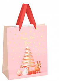 Пакет подарочный 18*23*10см MESHU "Christmas tale", фольга,  матовая ламинация